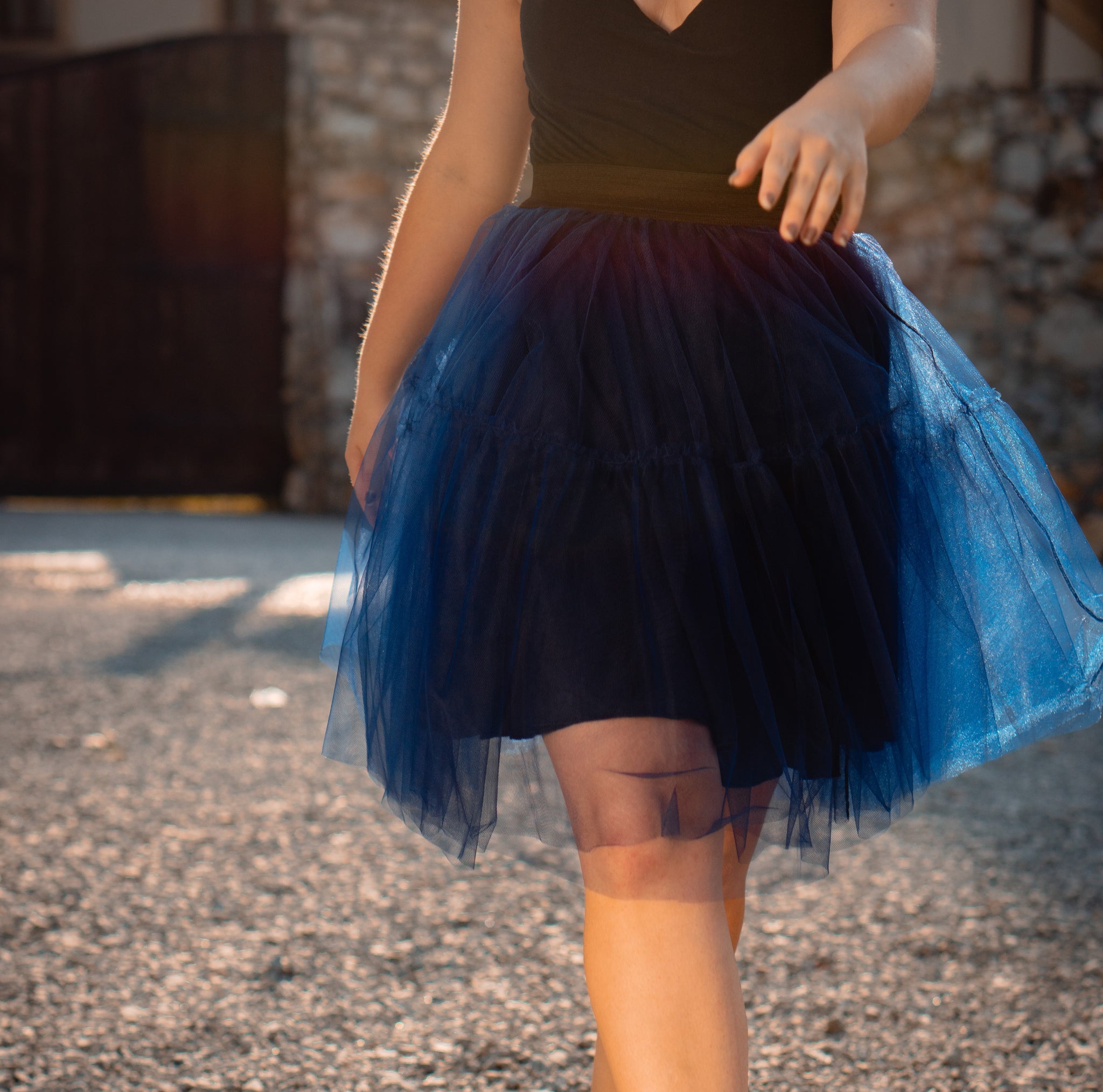 Fusta bleu din tull pentru copii / Kid's blue tull dress