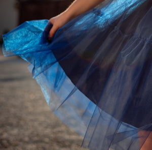 Fusta bleu din tull / Blue tull skirt