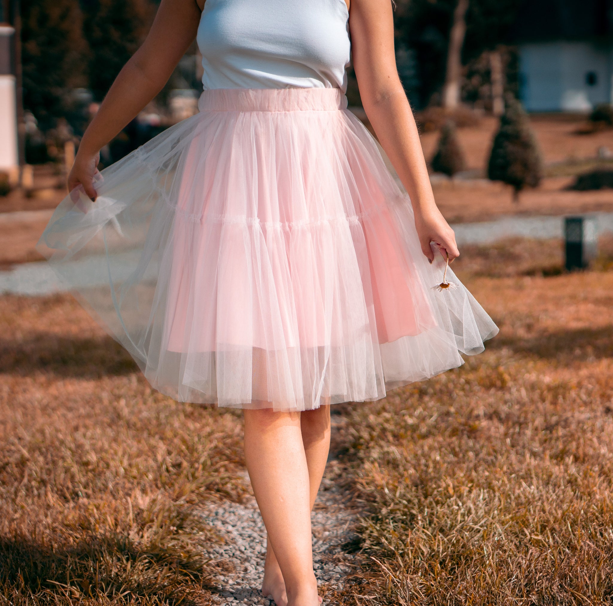 Fusta roz din tull / Pink tull skirt