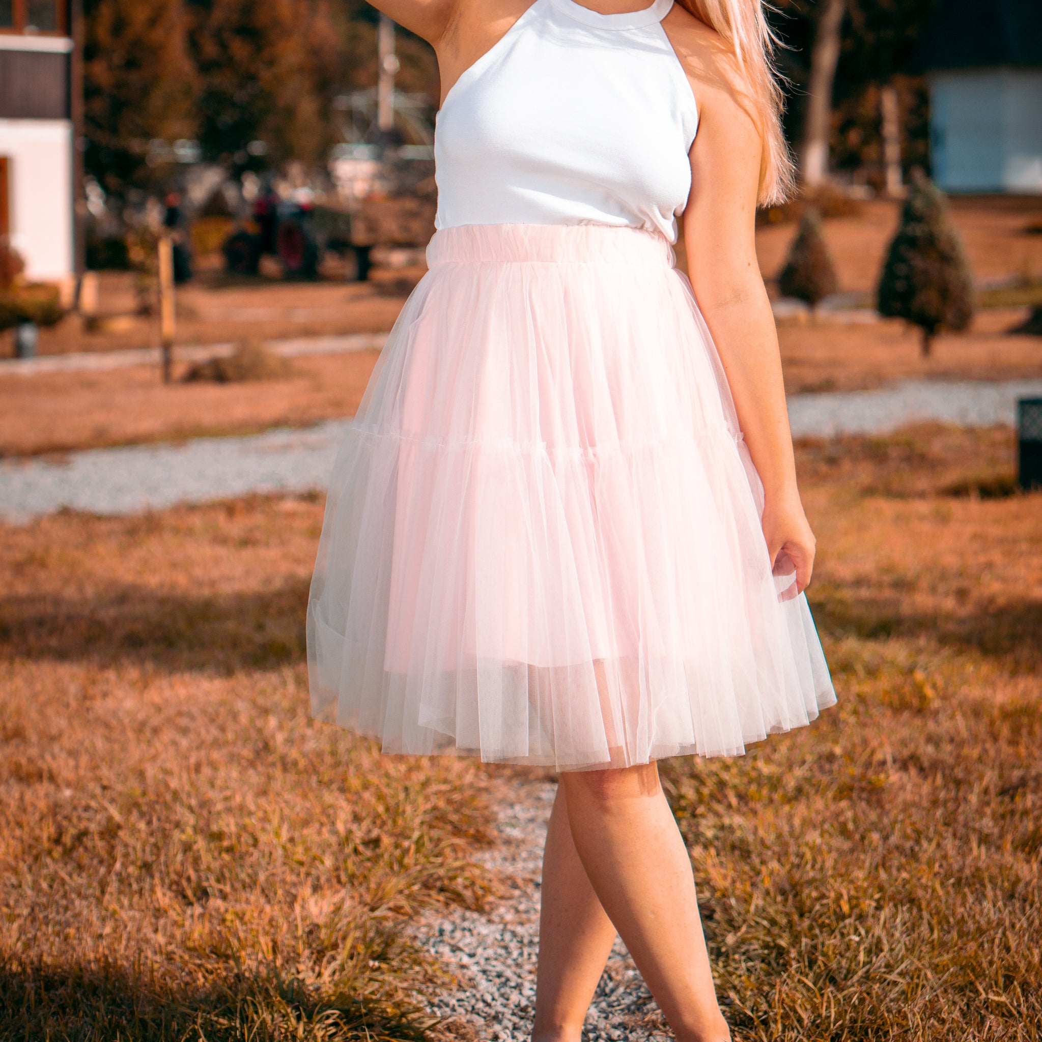 Fusta roz din tull / Pink tull skirt