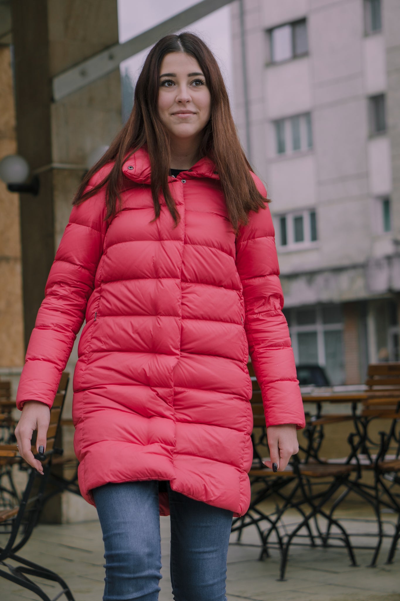 Geaca lunga cu puf pentru femei